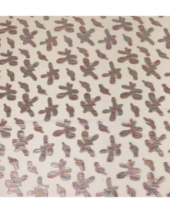 Beige Floral Polyester Fabric 140cm