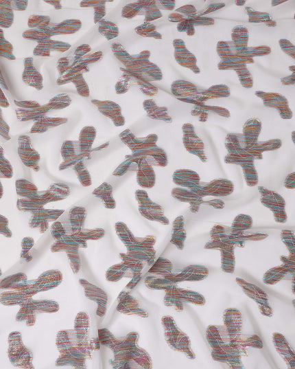 White Floral Polyester Fabric 140cm
