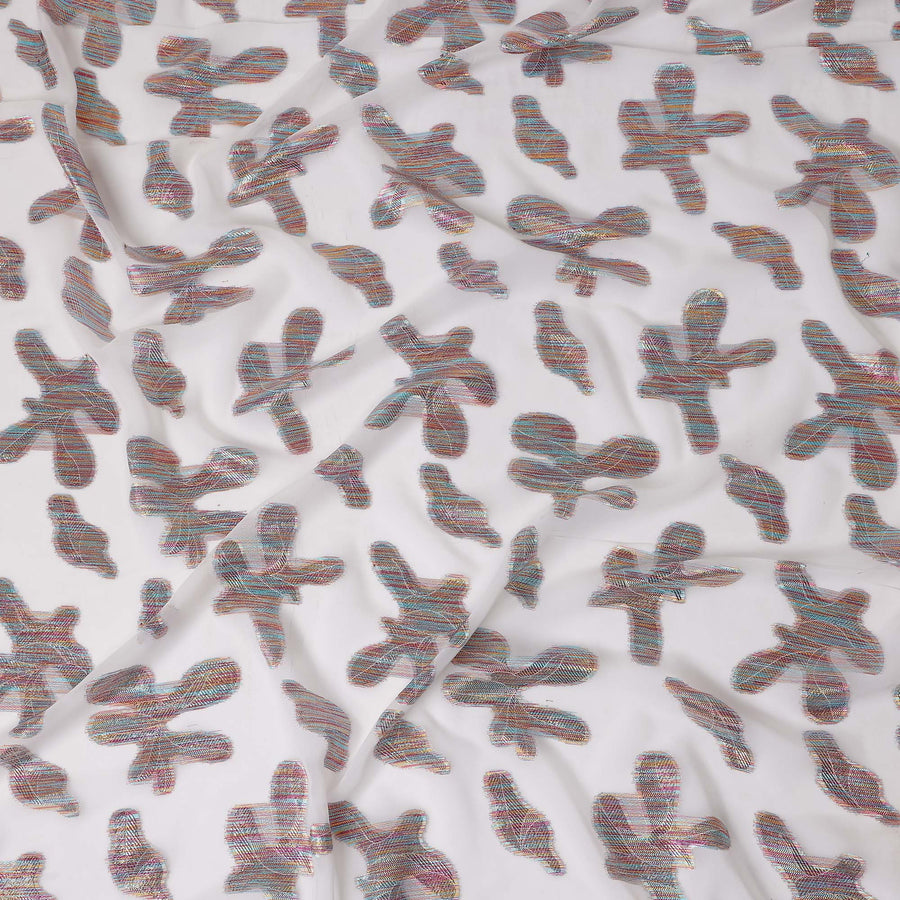 White Floral Polyester Fabric 140cm