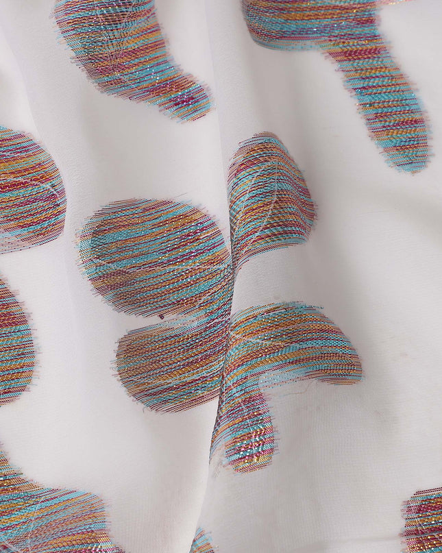 White Floral Polyester Fabric 140cm