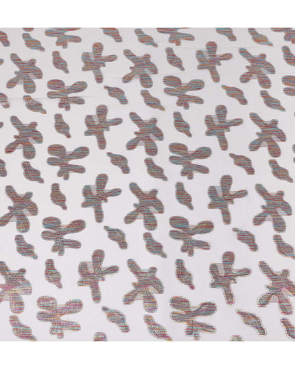 White Floral Polyester Fabric 140cm