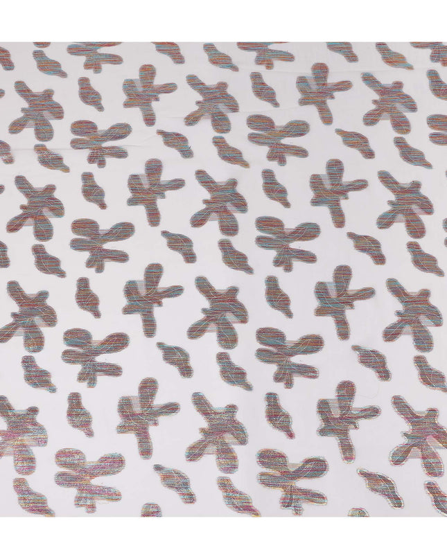 White Floral Polyester Fabric 140cm