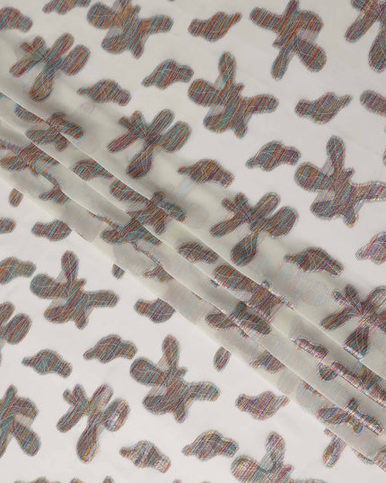 Beige Floral Polyester Fabric 140cm