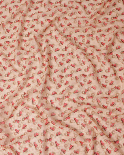 Pink Polka Dot Cotton Voile Fabric 140cm