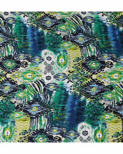 Green Abstract Viscose Crepe Fabric 140cm