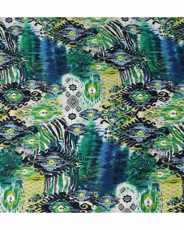 Green Abstract Viscose Crepe Fabric 140cm