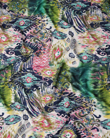 Multicolor Abstract Viscose Crepe Fabric 140cm