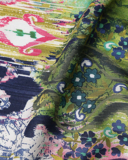 Multicolor Abstract Viscose Crepe Fabric 140cm