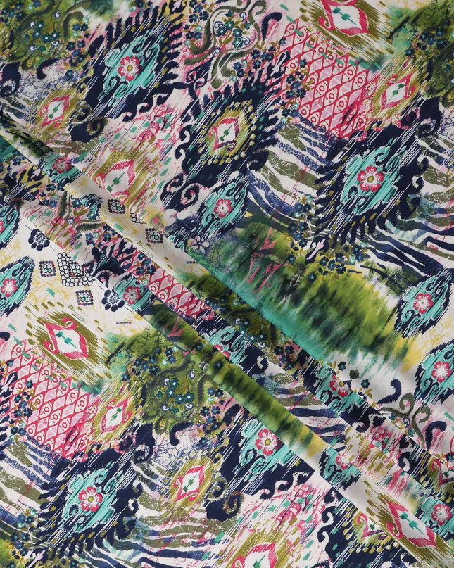Multicolor Abstract Viscose Crepe Fabric 140cm
