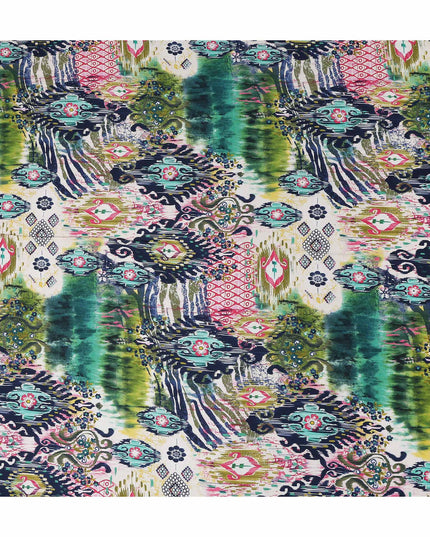 Multicolor Abstract Viscose Crepe Fabric 140cm
