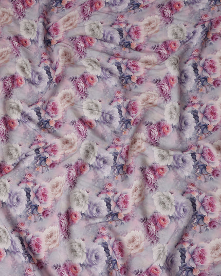 Rose Pink Paisley Viscose Crepe Fabric