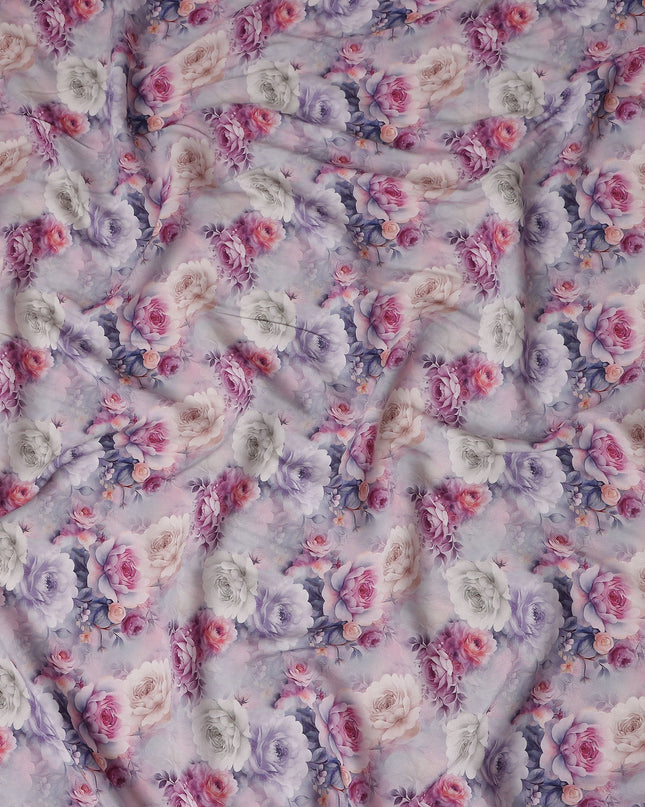 Rose Pink Paisley Viscose Crepe Fabric