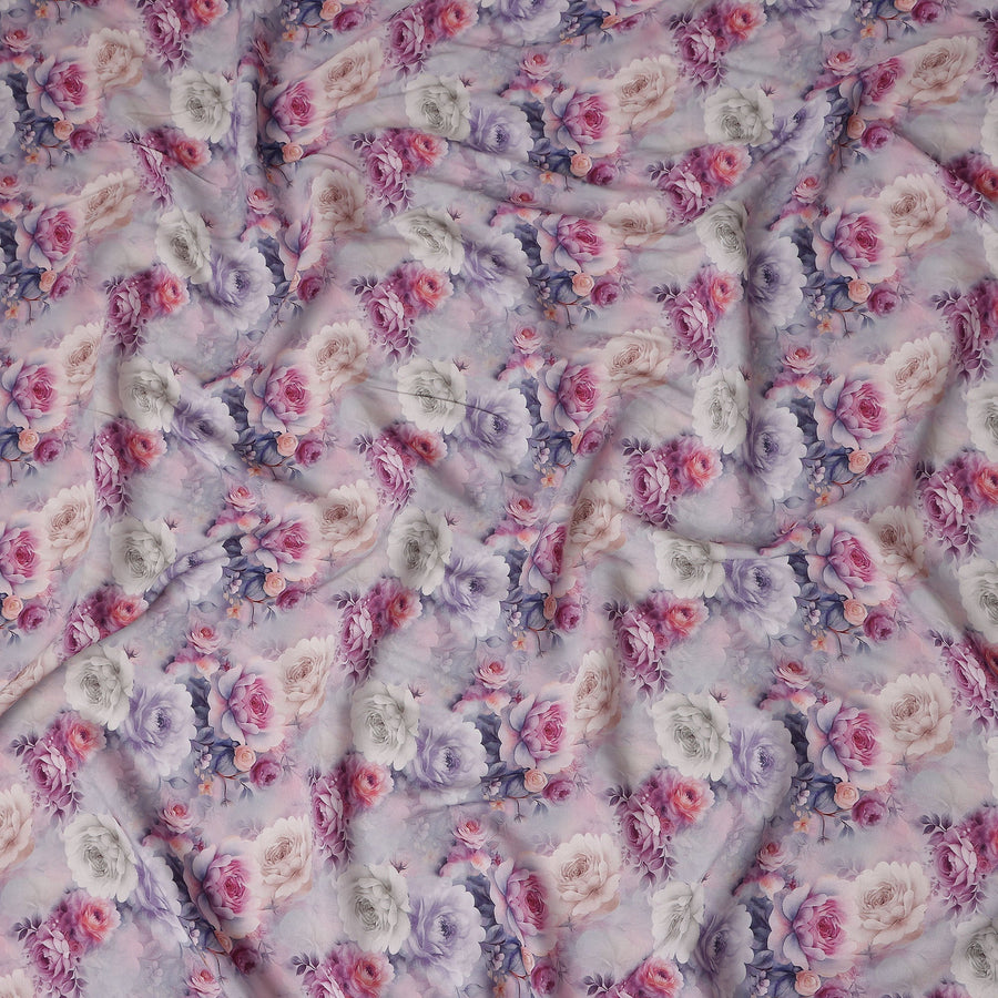 Rose Pink Paisley Viscose Crepe Fabric