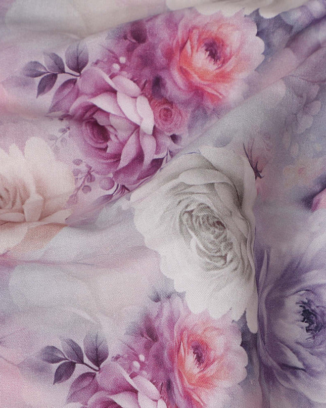 Rose Pink Paisley Viscose Crepe Fabric