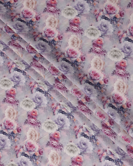 Rose Pink Paisley Viscose Crepe Fabric