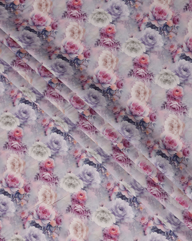 Rose Pink Paisley Viscose Crepe Fabric