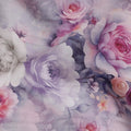 Dusty Lilac Floral Viscose Crepe Fabric by Meter