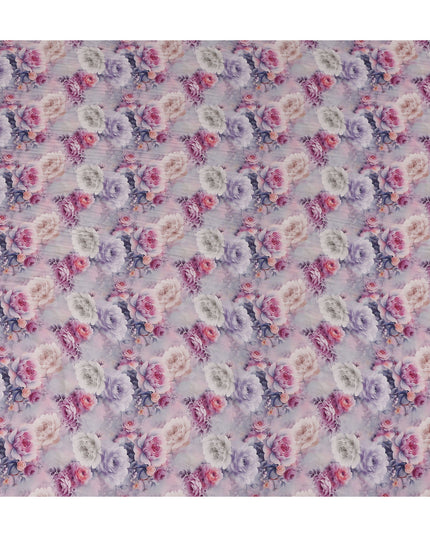 Dusty Lilac Floral Viscose Crepe Fabric by Meter