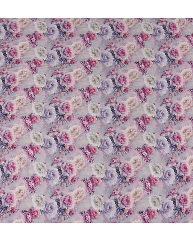 Dusty Lilac Floral Viscose Crepe Fabric by Meter