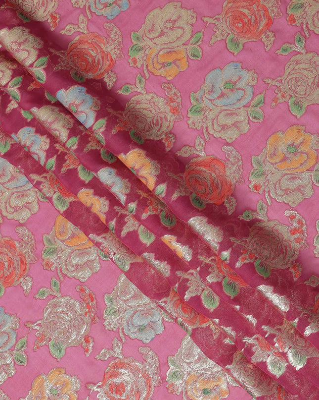 Magenta Pink Bouquet Silk Chiffon Fabric 110cm