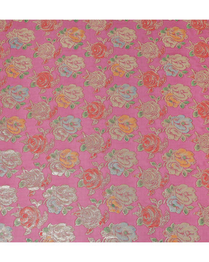 Magenta Pink Bouquet Silk Chiffon Fabric 110cm