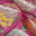 Fuchsia Pink Bouquet Silk Chiffon Fabric 110cm