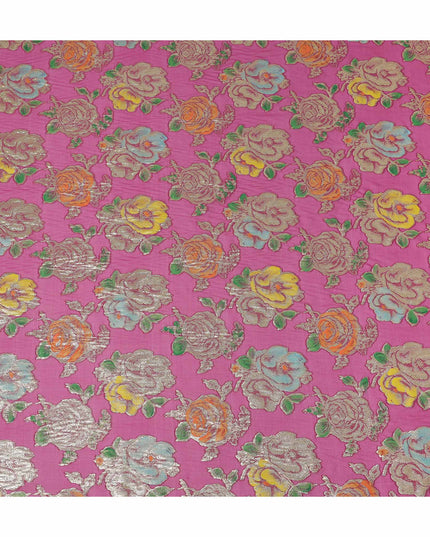 Fuchsia Pink Bouquet Silk Chiffon Fabric 110cm