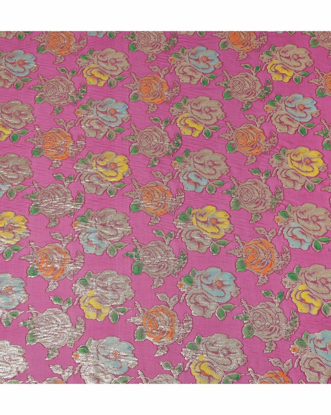 Fuchsia Pink Bouquet Silk Chiffon Fabric 110cm