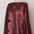 Elegant Burgundy and Black Geometric Pattern Pure French Silk (Fransawi Dirac) Chiffon Fabric – 140 cm Wide X 3.5 Mtrs-D19810