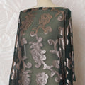 Elegant Dark Green and Bronze Floral Pattern Pure French Silk (Fransawi Dirac) Chiffon Fabric – 140 cm Wide X 3.5 Mtrs-D19813