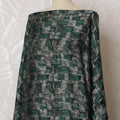 Elegant Forest Green and Black Abstract Pattern Pure French Silk (Fransawi Dirac) Chiffon Fabric – 140 cm Wide X 3.5 Mtrs-D19815