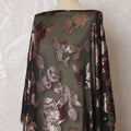 Elegant Black and Copper Floral Pattern Pure French Silk (Fransawi Dirac) Chiffon Fabric – 140 cm Wide X 3.5 Mtrs-D19823 Regal Fabrics