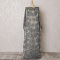 Elegant Grey Floral Pattern Pure French Silk (Fransawi Dirac) Chiffon Fabric – 140 cm Wide X 3.5 Mtrs-D19825 Regal Fabrics