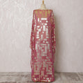 Elegant Pink and Gold Geometric Pattern Pure French Silk (Fransawi Dirac) Chiffon Fabric – 140 cm Wide X 3.5 Mtrs-D19826