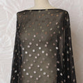 Elegant Black and Metallic Brown-Gold Square Pattern Pure French Silk (Fransawi Dirac) Chiffon Fabric – 140 cm Wide X 3.5 Mtrs-D19842 Regal Fabrics
