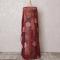 Elegant Red and Burgundy Floral Pattern Pure French Silk (Fransawi Dirac) Chiffon Fabric – 140 cm Wide X 3.5 Mtrs-D19845