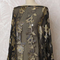 Elegant Black and Gold Floral Pattern Pure French Silk (Fransawi Dirac) Chiffon Fabric – 140 cm Wide X 3.5 Mtrs-D19846 Regal Fabrics