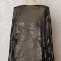 Elegant Black and Bronze Floral Pattern Pure French Silk (Fransawi Dirac) Chiffon Fabric – 140 cm Wide X 3.5 Mtrs-D19848