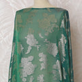 Elegant Green and Silver Floral Pattern Pure French Silk (Fransawi Dirac) Chiffon Fabric – 140 cm Wide X 3.5 Mtrs-D19849