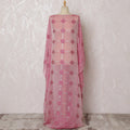 Elegant Pink and Silver Geometric Pattern Pure French Silk (Fransawi Dirac) Chiffon Fabric – 140 cm Wide X 3.5 Mtrs-D19852