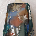 Traditional Somali Dirac Fabric in Pure Silk Chiffon with Metallic Lurex, Teal and Rust Ombre, 3.5 Meters, 140 cm Width-D19898