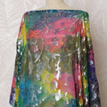 Traditional Somali Dirac Fabric in Pure Silk Chiffon with Metallic Lurex, Multicolor Rainbow Ombre with Silver Floral, 3.5 Meters, 140 cm Width-D19903