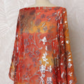 Traditional Somali Dirac Fabric in Pure Silk Chiffon with Metallic Lurex, Orange Ombre with Silver Floral, 3.5 Meters, 140 cm Width-D19905 Regal Fabrics