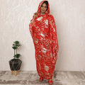 Red Sudanese Thobe Fabric in Pure Silk Chiffon with Metallic Lurex, 4.5 Meters, 110 cm Width-D20397