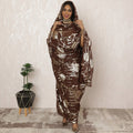 Chocolate Brown Sudanese Thobe Fabric in Pure Silk Chiffon with Metallic Lurex, 4.5 Meters, 110 cm Width-D20398