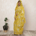 Mustard Yellow Sudanese Thobe Fabric in Pure Silk Chiffon with Metallic Lurex, 4.5 Meters, 110 cm Width-D20400