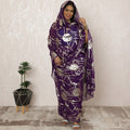 Purple Sudanese Thobe Fabric in Pure Silk Chiffon with Metallic Lurex, 4.5 Meters, 110 cm Width-D20401