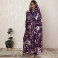 Purple Sudanese Thobe Fabric in Pure Silk Chiffon with Metallic Lurex, 4.5 Meters, 110 cm Width-D20401