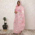 Baby Pink Sudanese Thobe Fabric in Pure Silk Chiffon with Metallic Lurex, 4.5 Meters, 110 cm Width-D20402