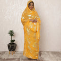 Golden Yellow Sudanese Thobe Fabric in Pure Silk Chiffon with Metallic Lurex, 4.5 Meters, 110 cm Width-D20404